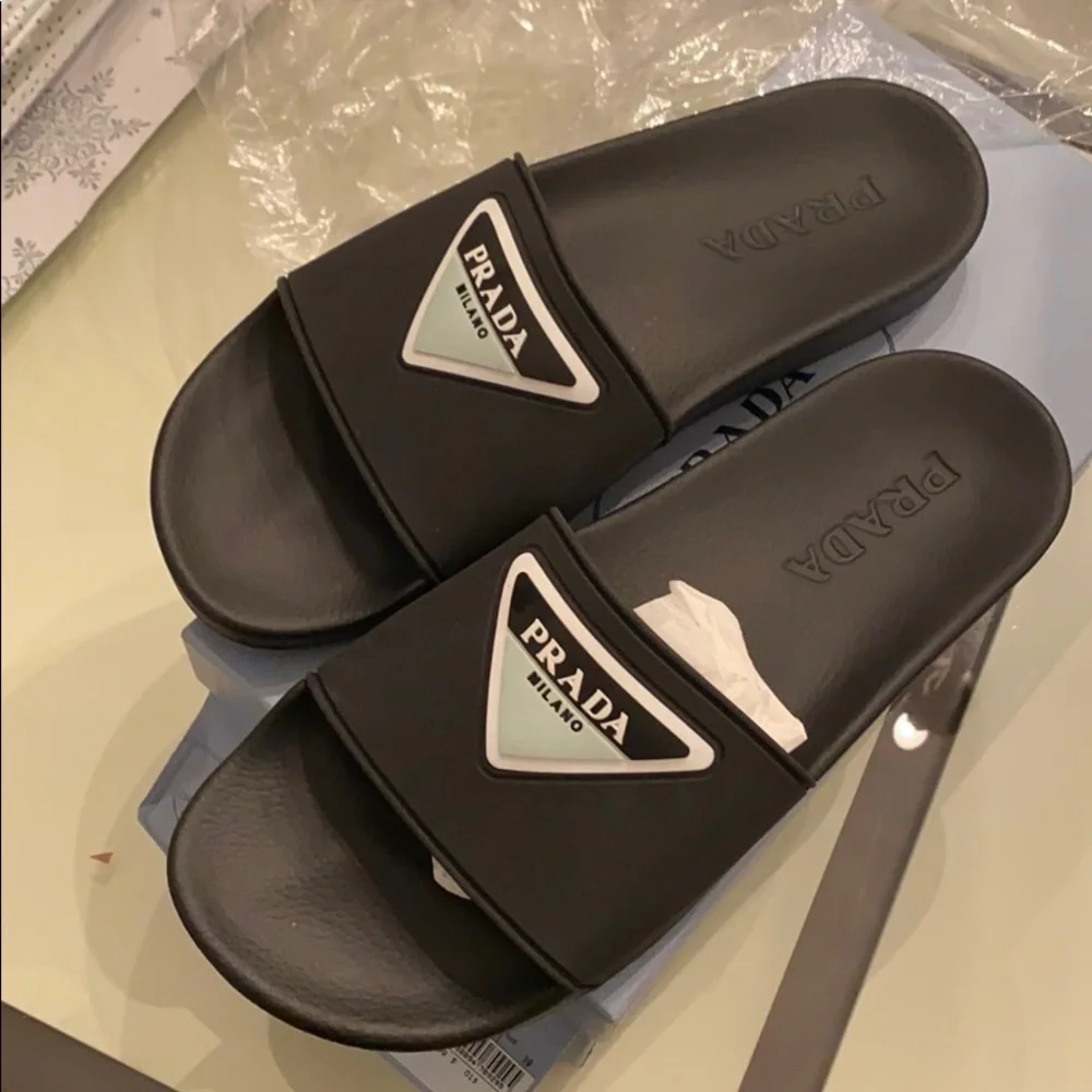 Prada Black Logo Slide Sandals - Picture 3 of 7